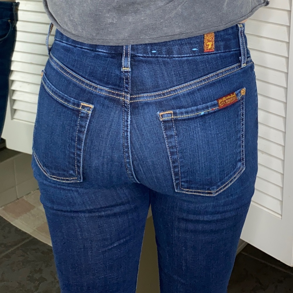 *sold* 7 For All Mankind mid-rise skinny jeans dark denim cut to crop